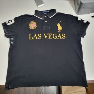 Polo Ralph Lauren Las Vegas Custom Slim Fit Polo Shirt XXL Black Gold